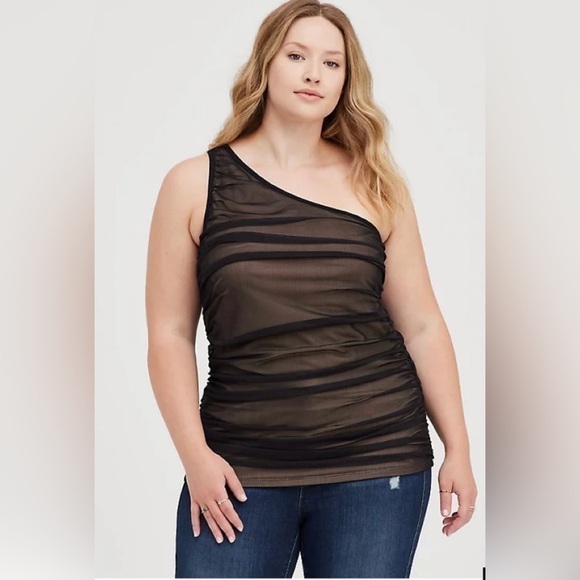 TORRID Mesh One Shoulder Contrast Lining Top size 4x NWT - Picture 2 of 5